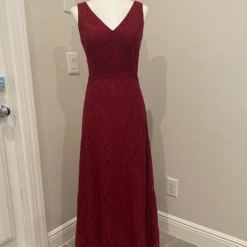 CHRISTINA WU CELEBRATION 22817 BRIDESMAID DRESS in claret Lace